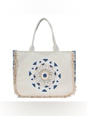 SHELLS&BEADS-WORK FRINGE OVER
JUTE CANVAS LARGE TOTE